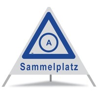Faltsignal GROWAG 90 cm R2 / "A - Sammelplatz" / Farbe blau