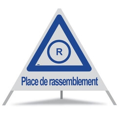 Faltsignal GROWAG 90 cm R2 / "R - Place de rassemblement" / Farbe blau