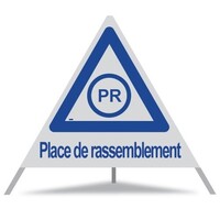 Faltsignal GROWAG 90 cm R2 / "PR - Place de rassemblement" / Farbe blau