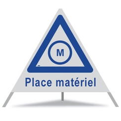 Faltsignal GROWAG 90 cm R2 / "M - Place matériel" / Farbe blau