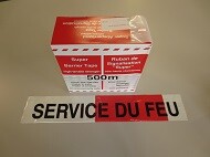 Ruban de barrage 500 m avec inscr. "SERVICE DU FEU", super résistant